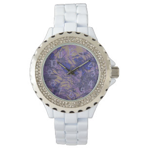 Camouflage against blue flower watch