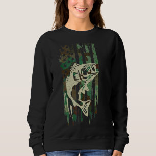 Camouflage American Flag Bass Fishing Sweatshirt
