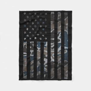 Camouflage American Flag Camo Military 4th Of July Fleece Blanket