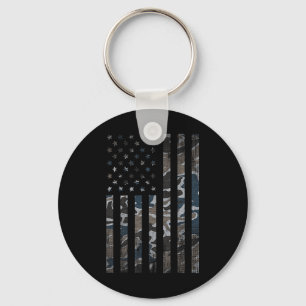 Camouflage American Flag Camo Military 4th Of July Key Ring