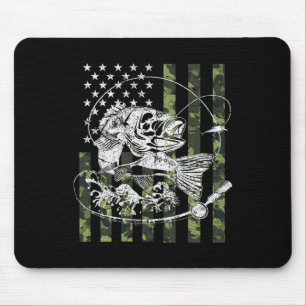 Camouflage American Flag Fishing Gifts For Men Wom Mouse Pad