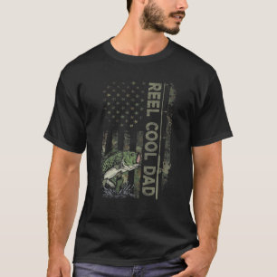 Camouflage American Flag Reel Cool Dad Fishing Fat T-Shirt