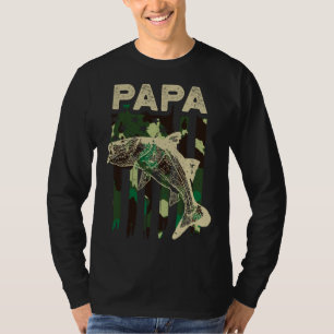 Camouflage American Flag Snook Fishing Papa  Snook T-Shirt