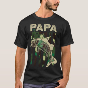 Camouflage American Flag Snook Fishing Papa  Snook T-Shirt