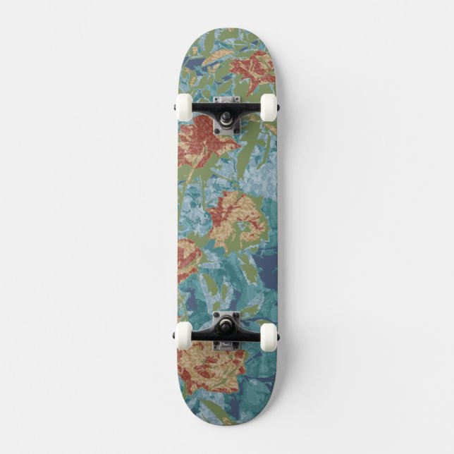 Camouflage and flowers skateboard (Front)