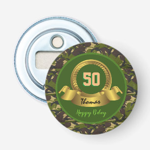 Camouflage army green 50th Birthday / hunter party Bottle Opener