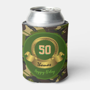 Camouflage army green 50th Birthday / hunter party Can Cooler