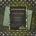 Camouflage Army Green Brown Birthday Invitation<br><div class="desc">Get ready to march into style with this camo military-themed design! ATTENTION! It sports a bold black frame on a brown and green camo backdrop. Add your event details and make it your own parade of personalisation! Available as printable invitations and instant downloads.</div>