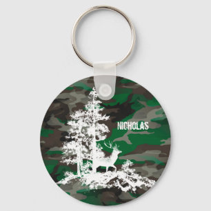 Camouflage Army Military Custom Name Deer Stag Key Ring