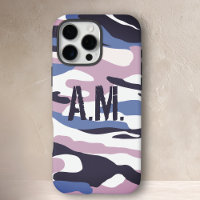 Camouflage Army Monogram Blue Pink