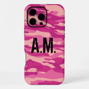 Camouflage Army Monogram Pink iPhone 16 Pro Max Case