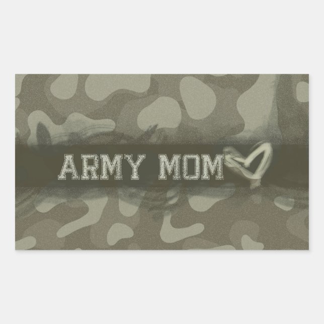 Camouflage Army Mum Heart of Love Rectangular Sticker (Front)