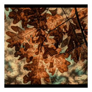 camouflage Autumn Leaves Orange Fall Foliage Poster