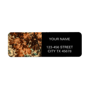camouflage Autumn Leaves Orange Fall Foliage Return Address Label
