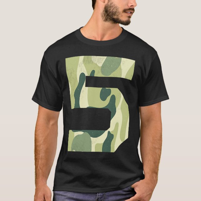 Camouflage Bday Boy 5Y Military Little Officer 5th T-Shirt (Front)