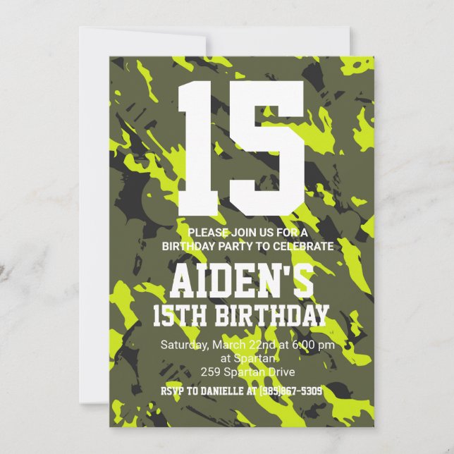 Camouflage Birthday Invite (Front)
