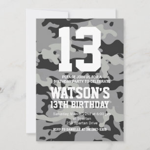 Camouflage Birthday Invite