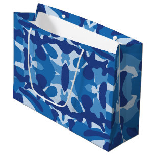 Camouflage Blue Camo Army Pattern Monogram Large Gift Bag