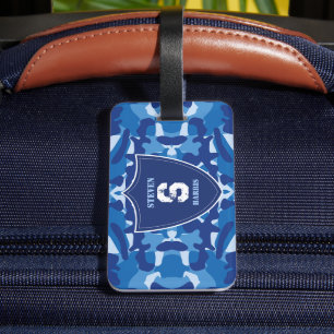 Camouflage Blue Camo Army Pattern Monogram Luggage Tag