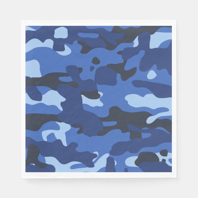 Camouflage Blue Camo Army Pattern Napkin (Front)