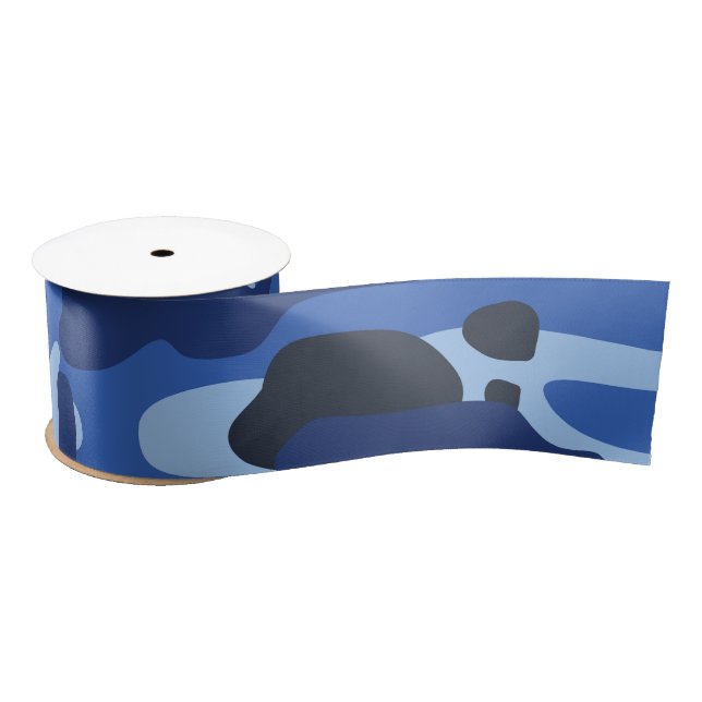 Camouflage Blue Camo Army Pattern Satin Ribbon (Spool)