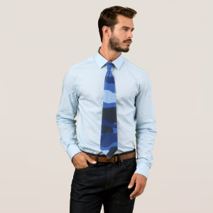 Camouflage Blue Camo Army Pattern Tie