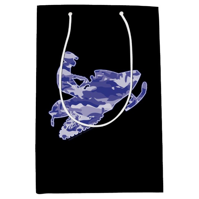 Camouflage Blue Snowmobiler Medium Gift Bag (Front)