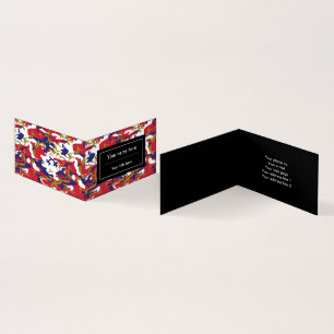 Camouflage, Blue White Red Gold, Military, Army Business Card