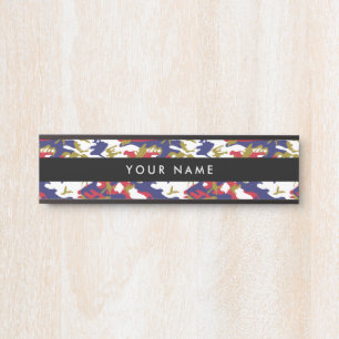 Camouflage, Blue White Red Gold, Military, Army Door Sign
