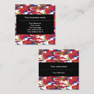 Camouflage, Blue White Red Gold, Military, Army Square Business Card