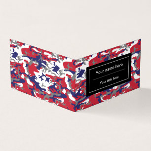 Camouflage, Blue White Red Grey, Military, Army Business Card