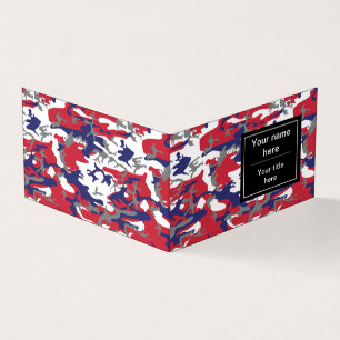 Camouflage, Blue White Red Grey, Military, Army Business Card