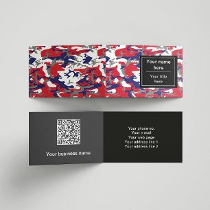 Camouflage, Blue White Red Grey, Military, Army Business Card