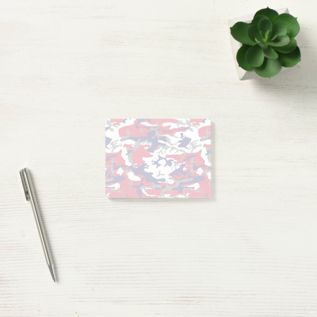Camouflage, Blue White Red Grey, Military, Army Post-it Notes (Office)