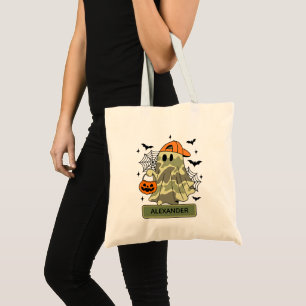 Camouflage Boy Ghost Halloween Trick or Treat Tote Bag