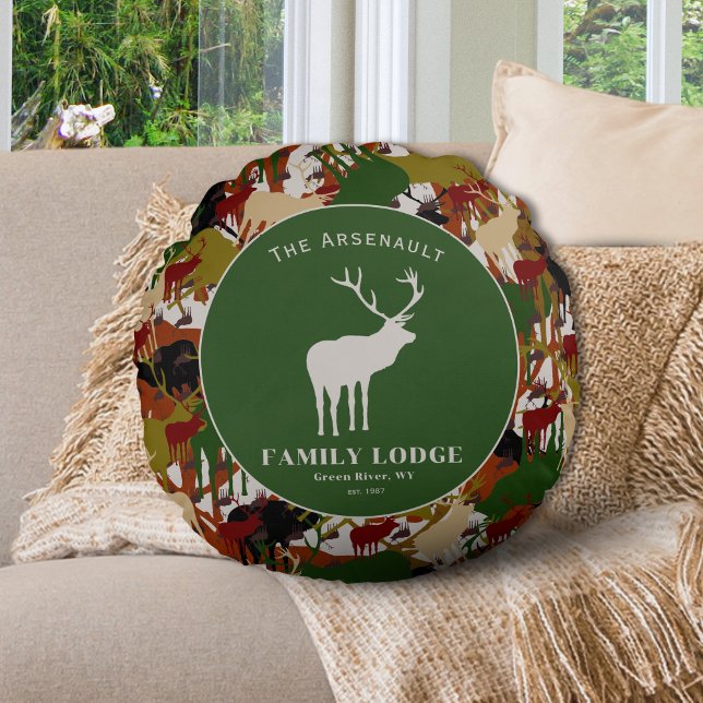 Camouflage Brown Green Personalized Round Cushion (Creator Uploaded)