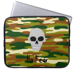 Camouflage Browns and Greens Skull Face No Fear Laptop Sleeve