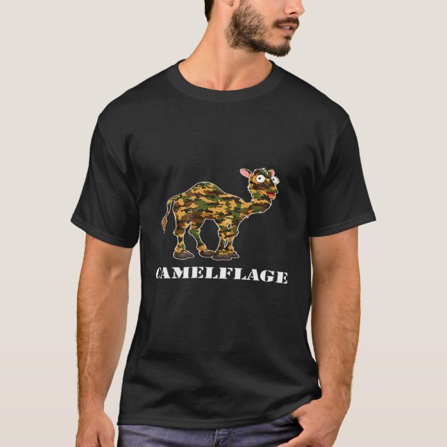 Camouflage Camel In Woodland Camo T-Shirt (Front)