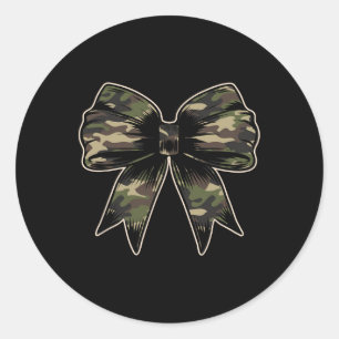 Camouflage Camo Bow Camo Coquette Bow Hunting Wome Classic Round Sticker