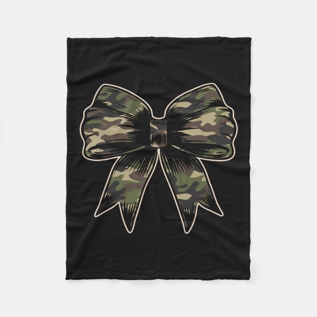 Camouflage Camo Bow Camo Coquette Bow Hunting Wome Fleece Blanket (Front)