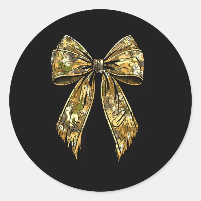 Camouflage Camo Bow Hunting Girl  Classic Round Sticker (Front)