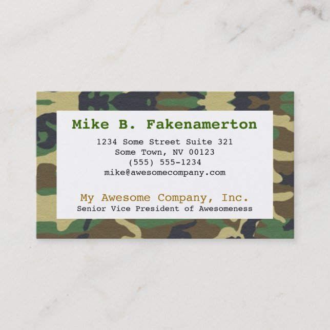 Camouflage / Camo Business Card (Front)