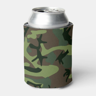Camouflage Camo Green Brown Pattern Can Cooler
