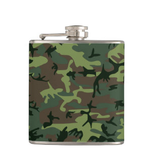 Camouflage Camo Green Brown Pattern Hip Flask
