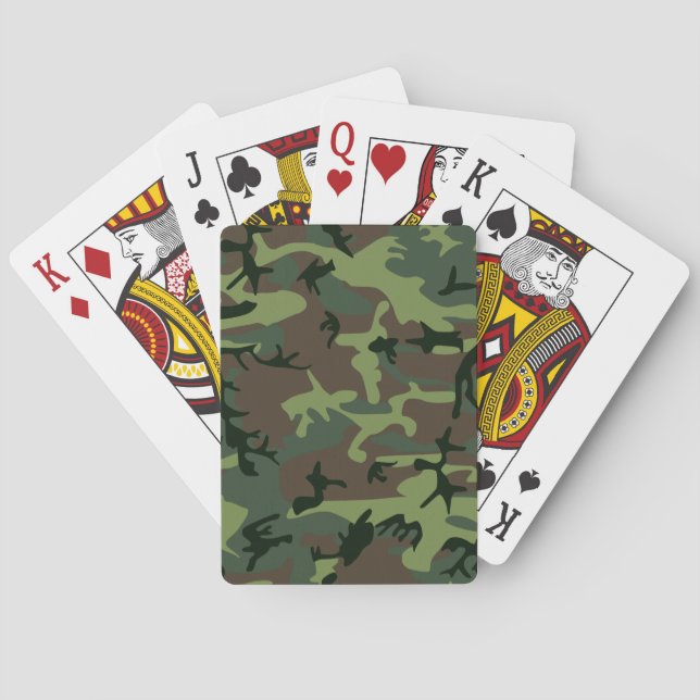 Camouflage Camo Green Brown Pattern Playing Cards (Back)