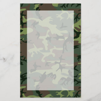 Camouflage Camo Green Brown Pattern Stationery