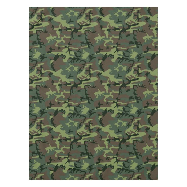 Camouflage Camo Green Brown Pattern Tablecloth (Front)