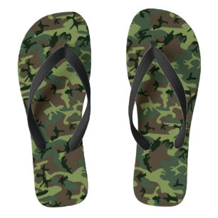 Camouflage Camo Green Brown Pattern Thongs