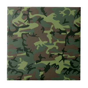 Camouflage Camo Green Brown Pattern Tile