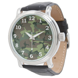 Camouflage Camo Green Brown Pattern Watch